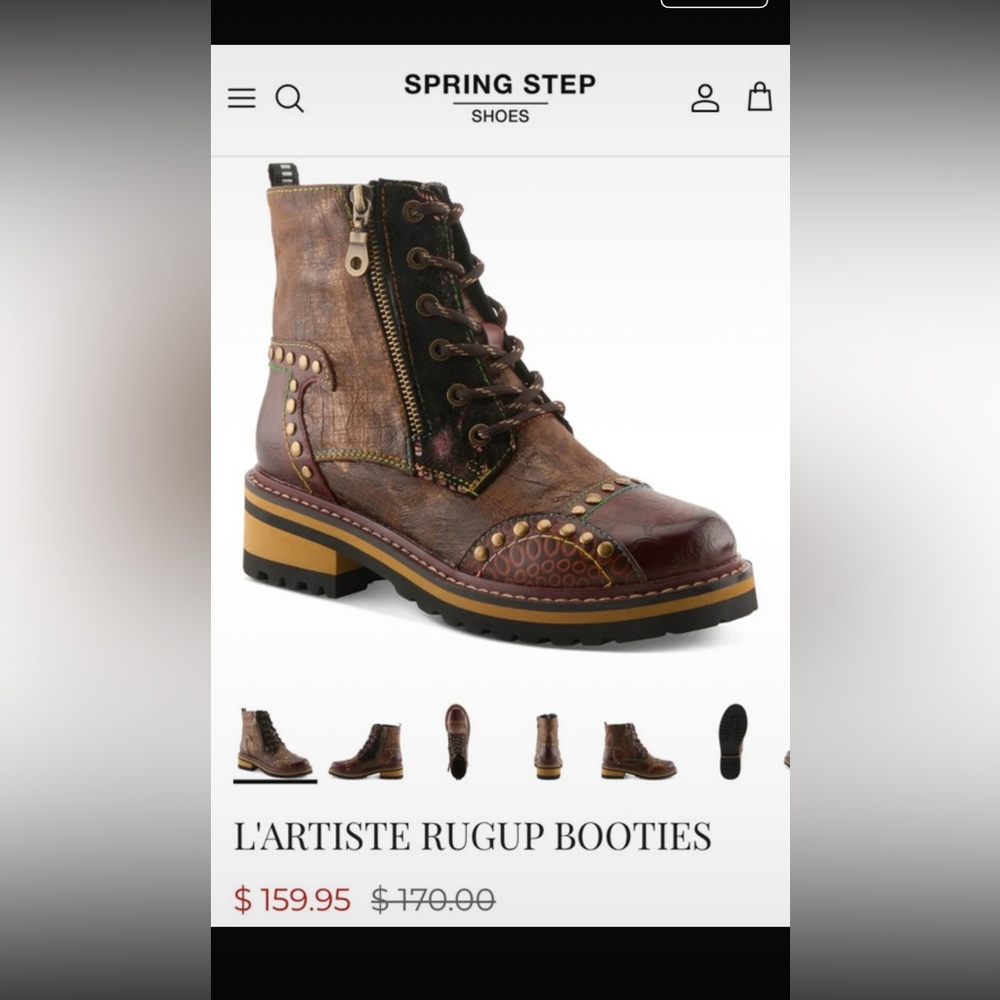 L’ARTISTE by Spring Step Women's Multi-Tone Embossed Lace-Up Combat Boot. Sz.10 - Picture 3 of 4